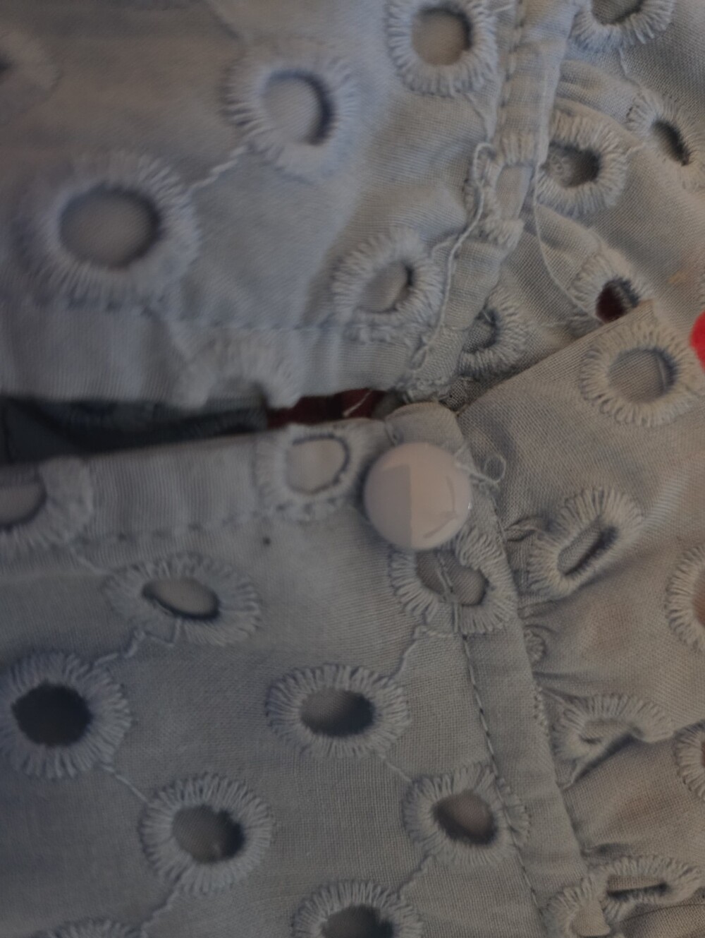 Light Blue Eyelet Ruffle Sleeve Top - Picture 4 of 5